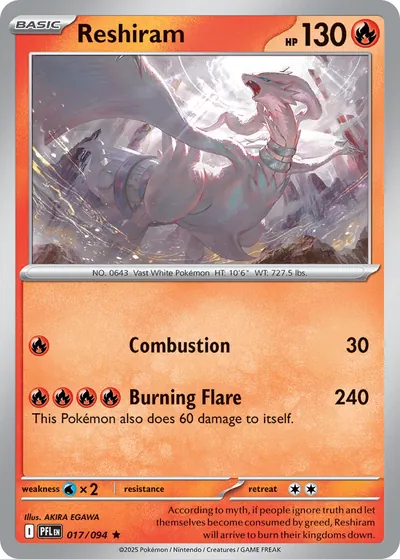Reshiram - Fogo Fantasmagórico - ilustração de Akira Egawa
