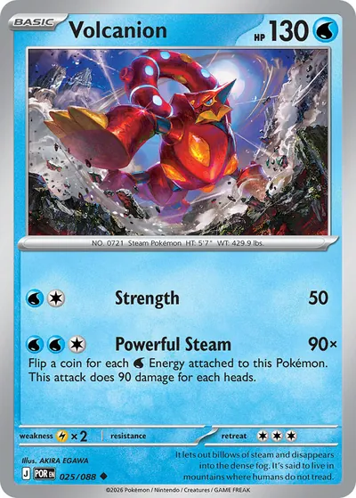 Volcanion - Megaevolução: Equilíbrio Perfeito - ilustração de Akira Egawa