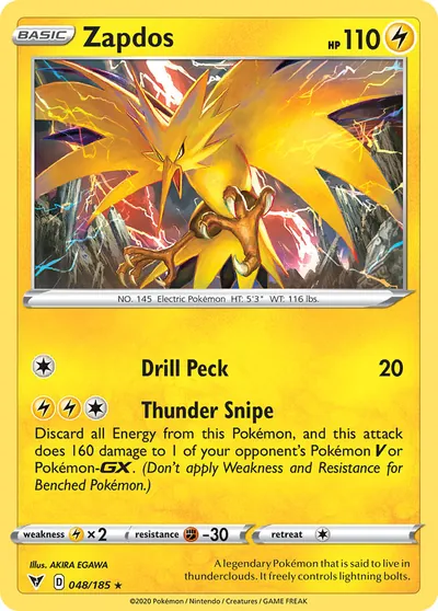 Zapdos - Voltagem Vívida - ilustração de Akira Egawa