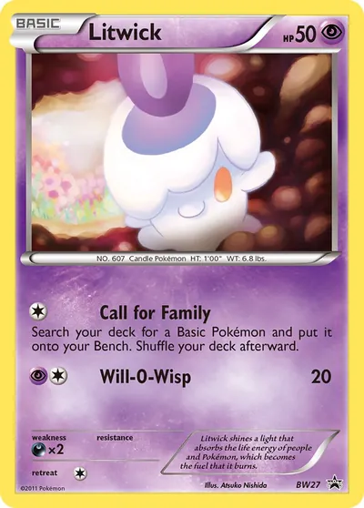 Litwick - Promos de Black e White - ilustração de Atsuko Nishida