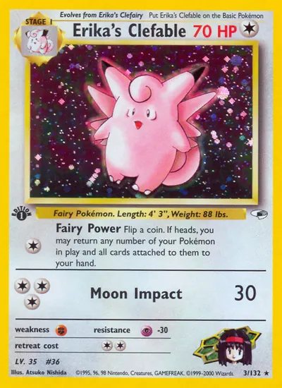 Clefable da Erika - Gym Heroes - ilustração de Atsuko Nishida