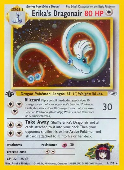 Dragonair da Erika - Gym Heroes - ilustração de Atsuko Nishida