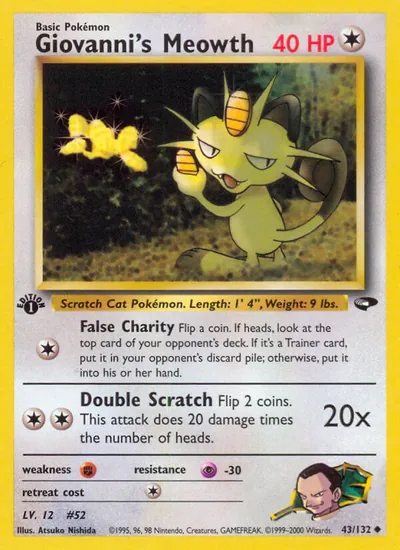 Meowth do Giovanni - Gym Challenge - ilustração de Atsuko Nishida