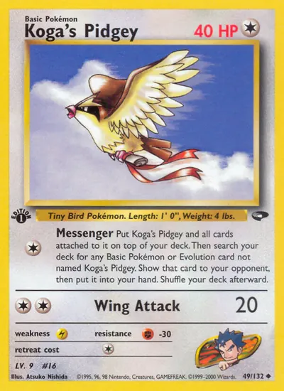 Pidgey do Koga - Gym Challenge - ilustração de Atsuko Nishida