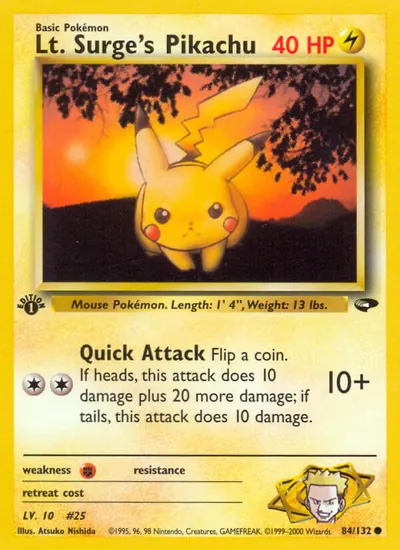 Pikachu do Cap. Surge - Gym Challenge - ilustração de Atsuko Nishida