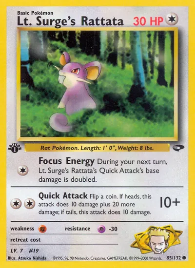 Rattata do Cap. Surge - Gym Challenge - ilustração de Atsuko Nishida