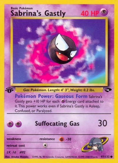 Gastly da Sabrina - Gym Challenge - ilustração de Atsuko Nishida