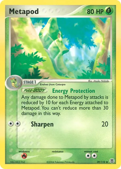 Metapod - FireRed & LeafGreen - ilustração de Atsuko Nishida