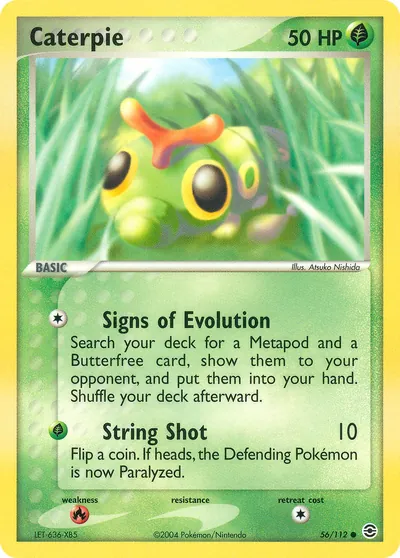 Caterpie - FireRed & LeafGreen - ilustração de Atsuko Nishida