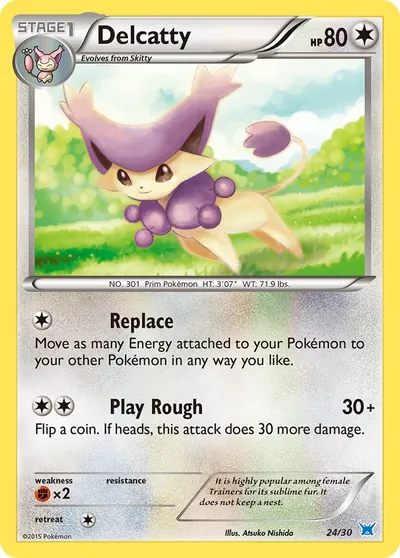 Delcatty - XY Trainer Kit: Latios - ilustração de Atsuko Nishida