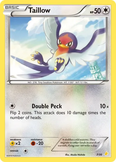 Taillow - XY Trainer Kit: Pikachu Libre - ilustração de Atsuko Nishida