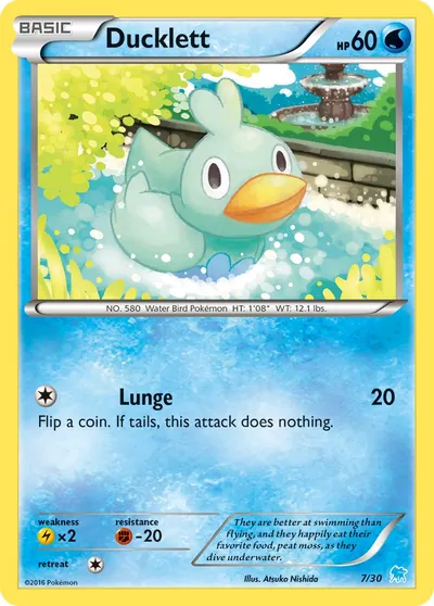 Ducklett - XY Trainer Kit: Suicune - ilustração de Atsuko Nishida