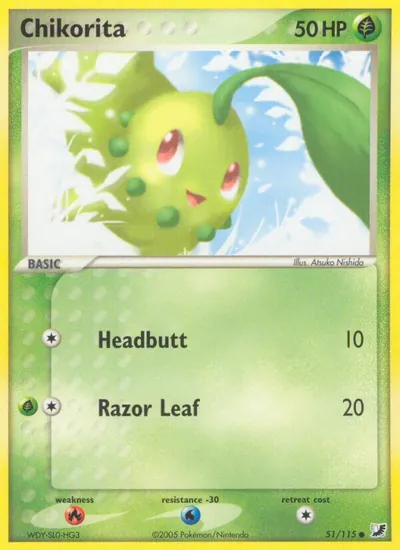 Chikorita - Unseen Forces - ilustração de Atsuko Nishida