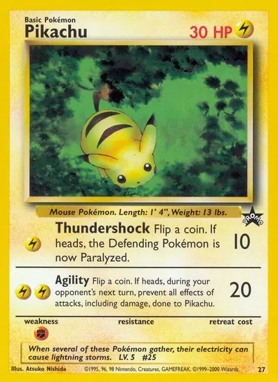 Pikachu - Promos Black Star (Wizards) - ilustração de Atsuko Nishida