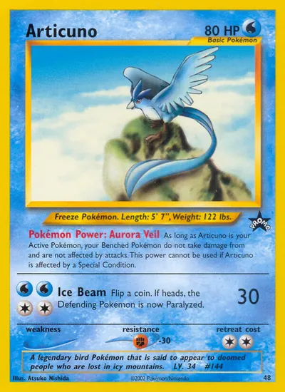 Articuno - Promos Black Star (Wizards) - ilustração de Atsuko Nishida