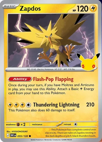 Zapdos 055/128 da Celebracao de 30 Anos