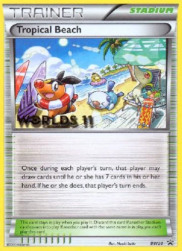 Praia Tropical BW28/99 de Black & White Promos, com Psyduck, Oshawott e mais 2 escondidos na arte