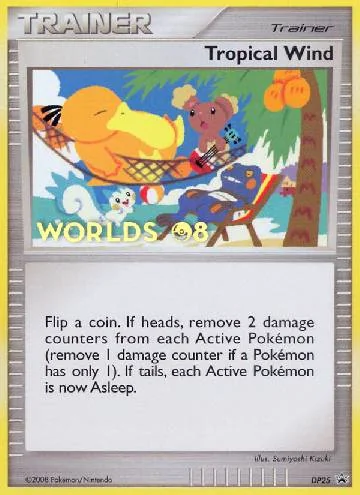 Tropical Wind DP25/56 de Diamond & Pearl Promos, com Psyduck, Pachirisu e mais 2 escondidos na arte