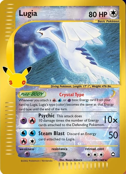 Crystal Lugia reimpressão Coleção Clássica 149/147