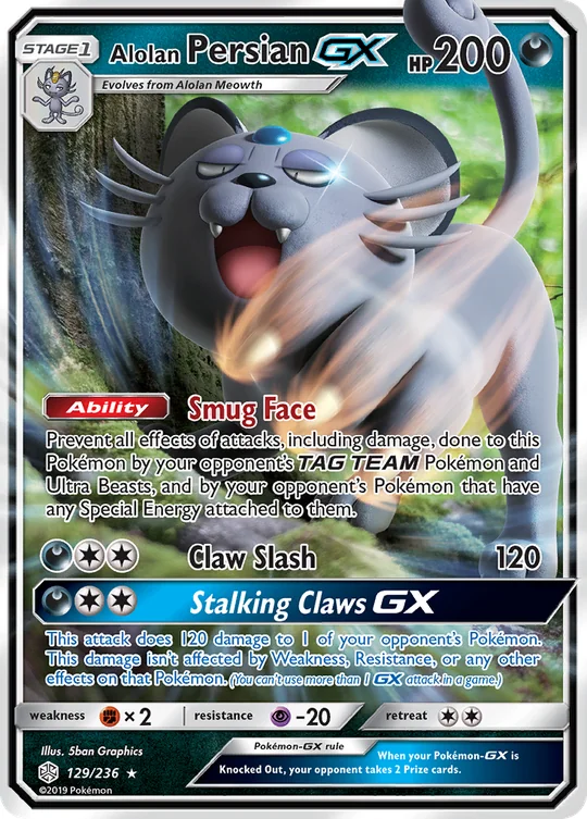Carta Alolan Persian GX Cosmic Eclipse 129/236