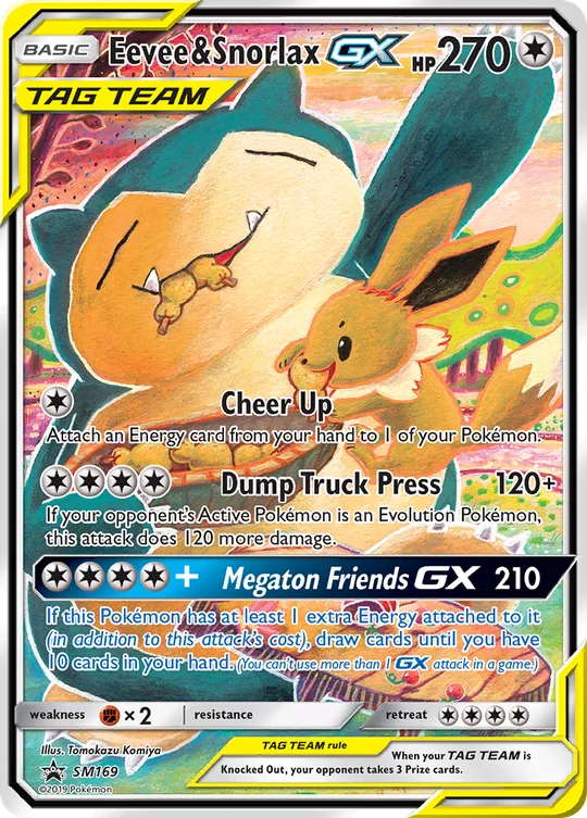 Carta Eevee & Snorlax GX SM Black Star Promos SM169