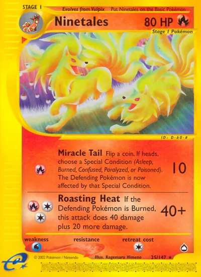 Ninetales - Aquapolis - ilustração de Kagemaru Himeno