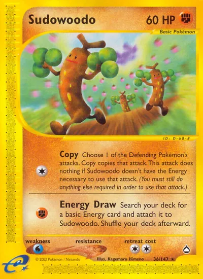 Sudowoodo - Aquapolis - ilustração de Kagemaru Himeno
