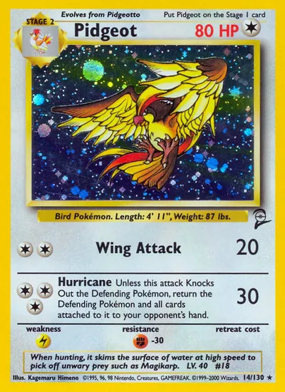 Pidgeot - Base Set 2 - ilustração de Kagemaru Himeno