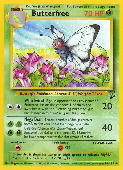 Butterfree - Base Set 2 - ilustração de Kagemaru Himeno