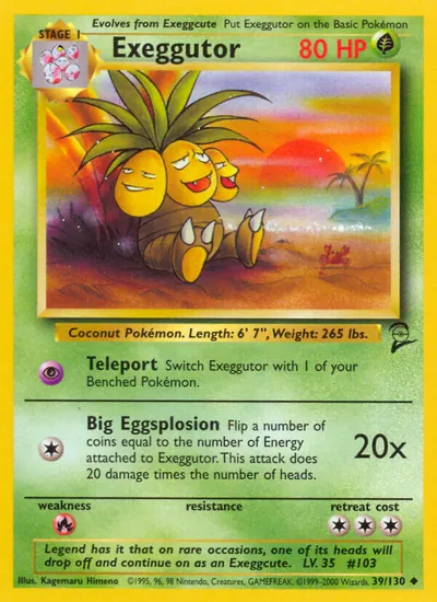 Exeggutor - Base Set 2 - ilustração de Kagemaru Himeno