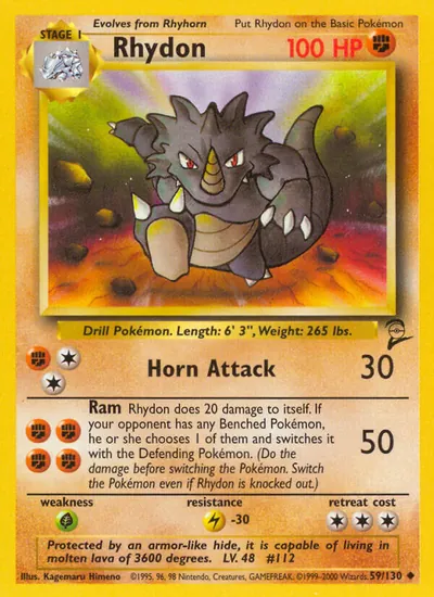 Rhydon - Base Set 2 - ilustração de Kagemaru Himeno