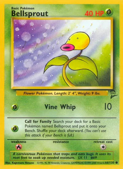 Bellsprout - Base Set 2 - ilustração de Kagemaru Himeno