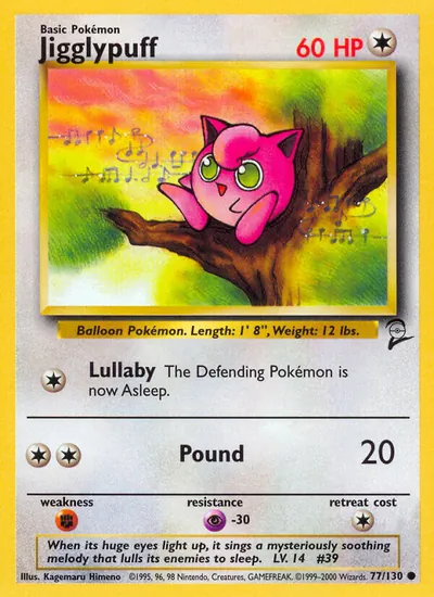 Jigglypuff - Base Set 2 - ilustração de Kagemaru Himeno