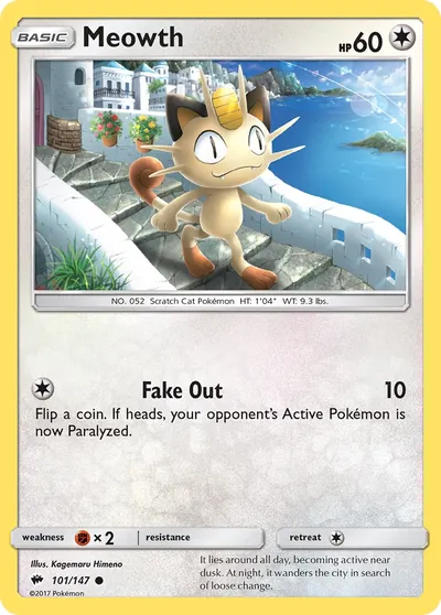 Meowth - Sombras Ardentes - ilustração de Kagemaru Himeno
