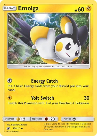 Emolga - Invasão Carmim - ilustração de Kagemaru Himeno