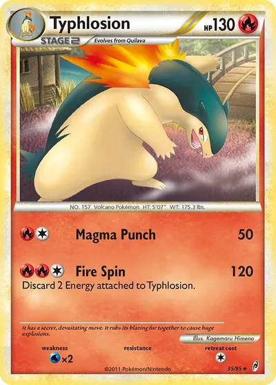 Typhlosion - Chamado das Lendas - ilustração de Kagemaru Himeno