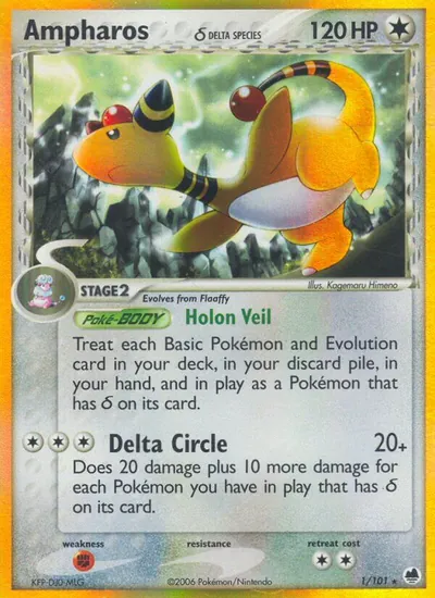 Ampharos - Dragon Frontiers - ilustração de Kagemaru Himeno
