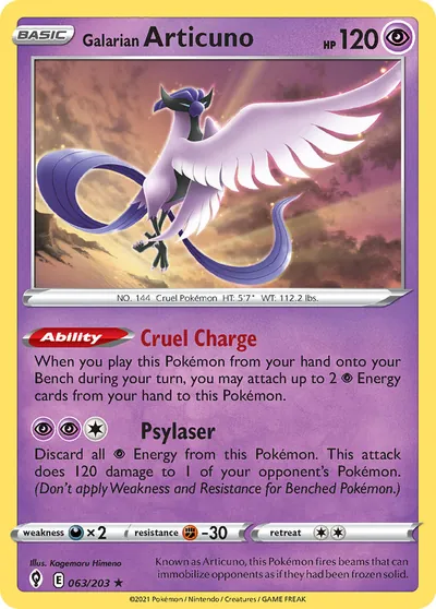 Articuno de Galar - Céus em Evolução - ilustração de Kagemaru Himeno