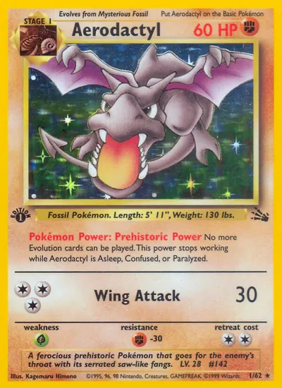 Aerodactyl - Fóssil - ilustração de Kagemaru Himeno