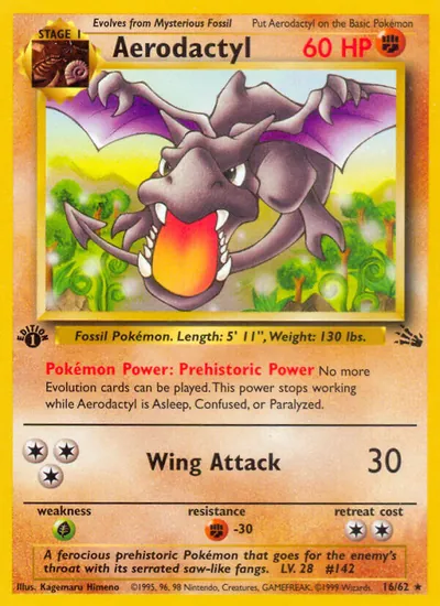 Aerodactyl - Fóssil - ilustração de Kagemaru Himeno