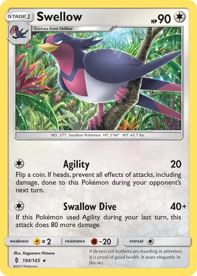 Swellow - Guardiões Ascendentes - ilustração de Kagemaru Himeno