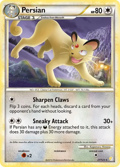 Persian - HeartGold SoulSilver - ilustração de Kagemaru Himeno
