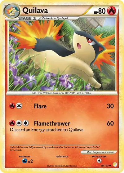 Quilava - HeartGold SoulSilver - ilustração de Kagemaru Himeno