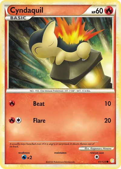 Cyndaquil - HeartGold SoulSilver - ilustração de Kagemaru Himeno