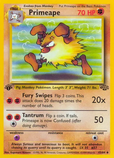 Primeape - Selva - ilustração de Kagemaru Himeno
