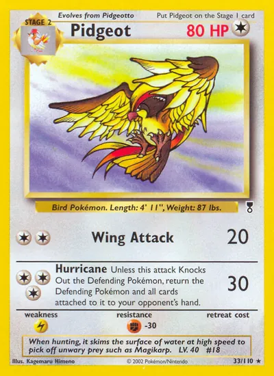 Pidgeot - Legendary Collection - ilustração de Kagemaru Himeno