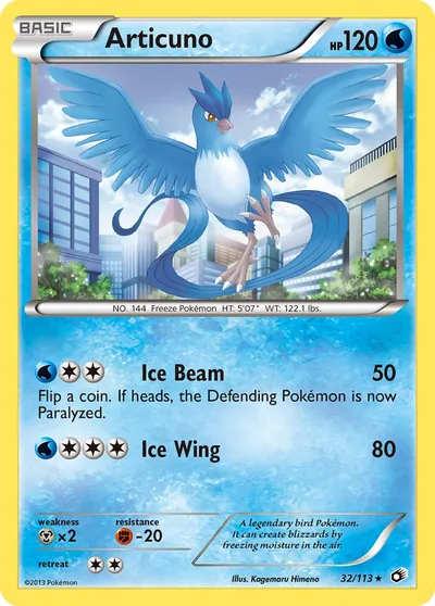 Articuno - Tesouros Lendários - ilustração de Kagemaru Himeno