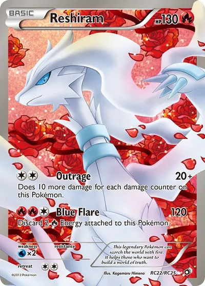 Reshiram - Tesouros Lendários - ilustração de Kagemaru Himeno
