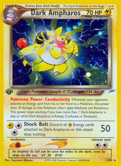 Dark Ampharos - Neo Destiny - ilustração de Kagemaru Himeno