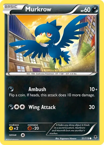 Murkrow - Força Fantasma - ilustração de Kagemaru Himeno